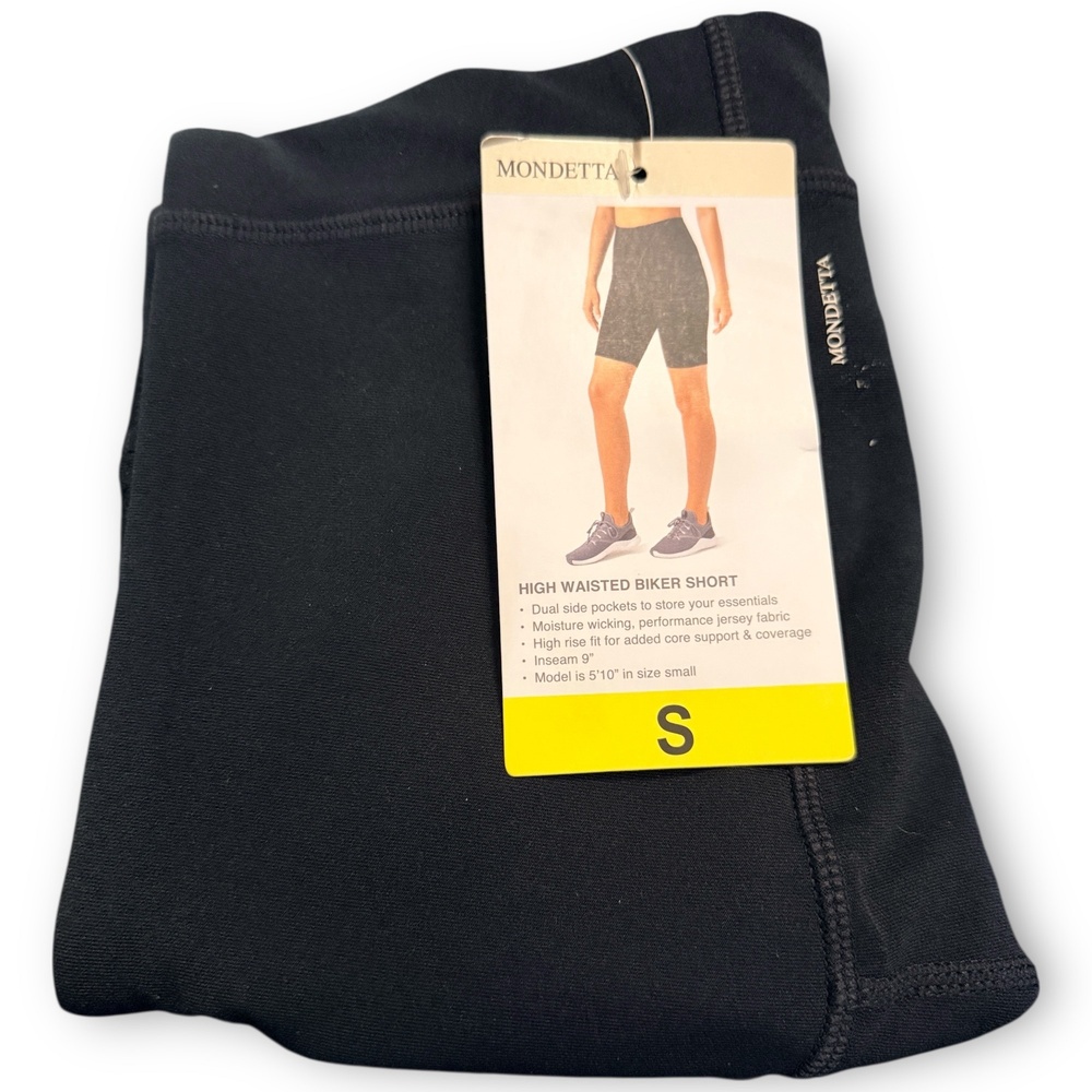 NWT Mondetta High Waisted 9 Inseam Ribbed Womens Biker Short Small Black - Picture 5 of 7